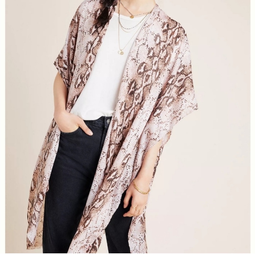 anthropologie snakeskin kimono regina